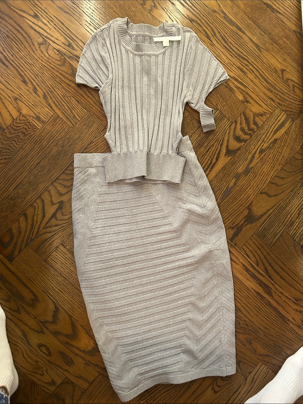 Jonathan Simkhai Lavender Ribbed Cutout Knit Skirt Set